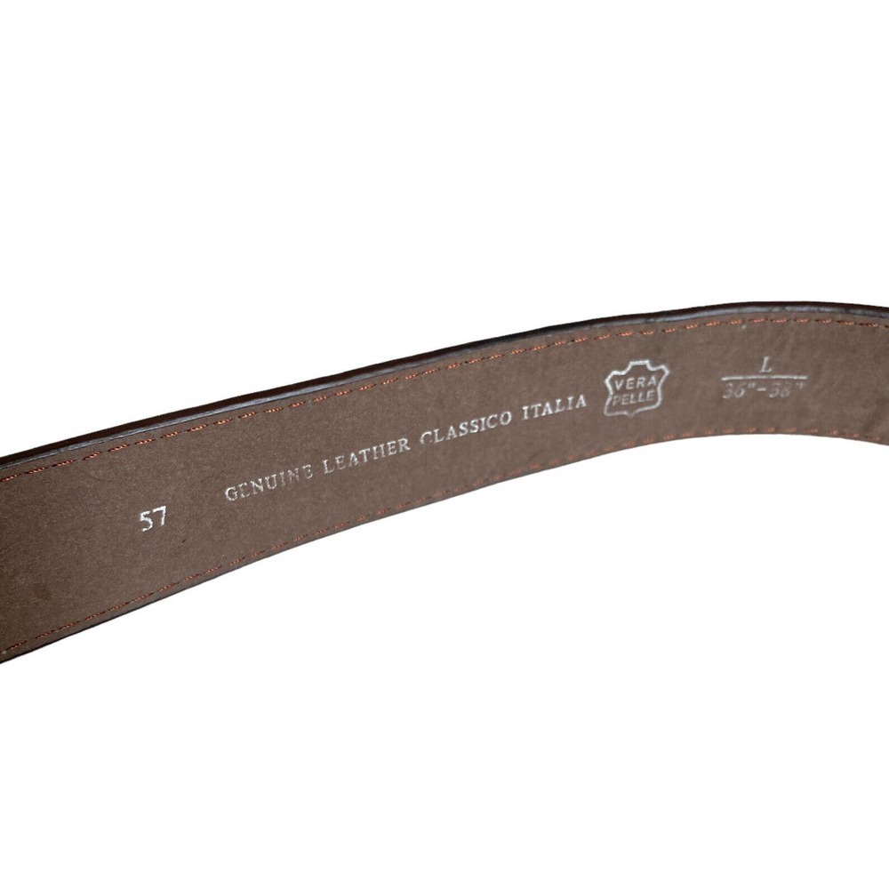 Vintage Classico Italia Leather Belt Sz L 36-38 Ivan Floral Resin Buckle - Picture 5 of 9